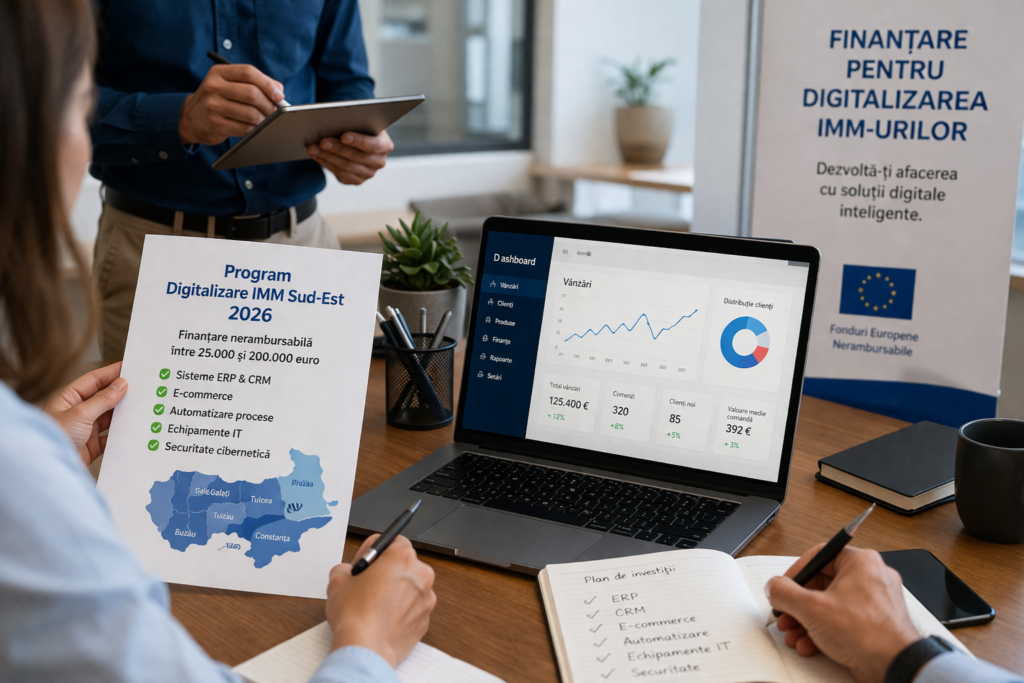 Digitalizarea IMM-urilor Sud-Est 2026 digitalizare imm sud est 2026 finantare erp crm software hardware