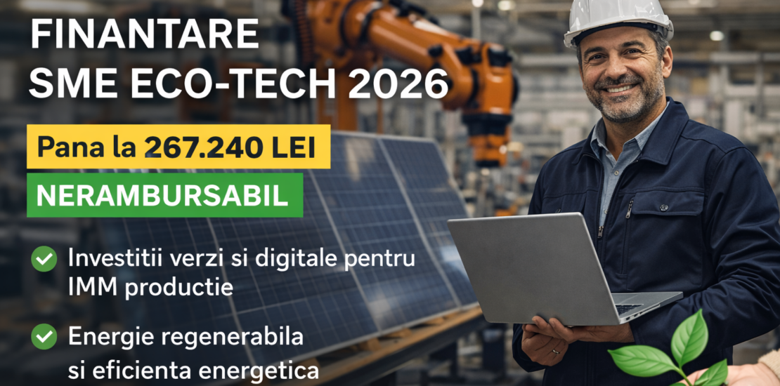 finantare SME Eco-Tech 2026 investitii productie energie regenerabila echipamente industriale